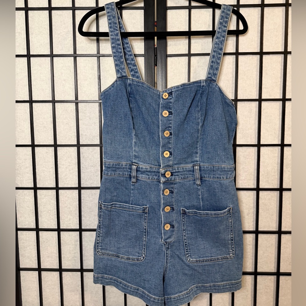 Free People Lola Denim Romper Light Blue Size 6, Like New! - Picture 3 of 7